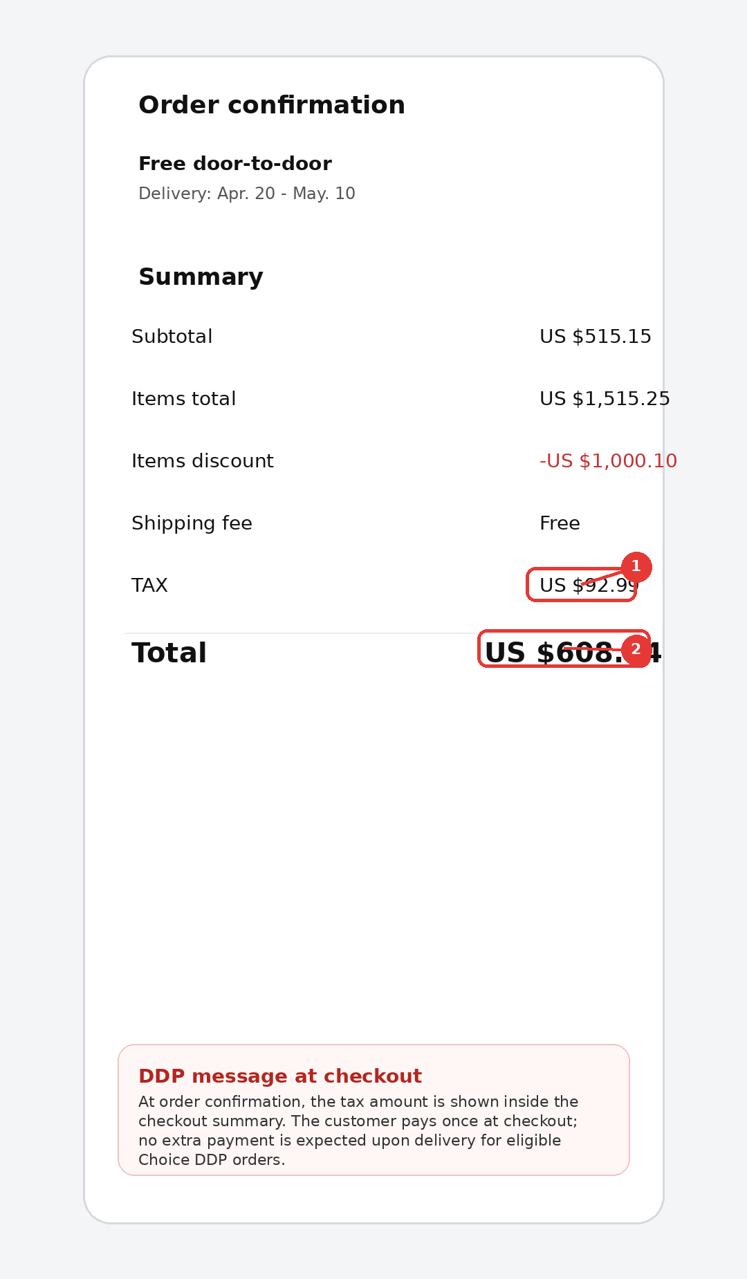 עמוד תשלום ב-AliExpress המראה מחיר סופי ללא הפתעות DDP